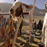 Meat from a freshly slaughtered goat is made available at a price by an enterprising butcher at Shandur Pass, Chitral province, Pakistan.